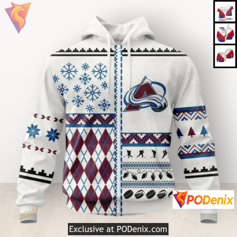 Christmas Unisex Celebration Colorado Avalanche Zip Up Hoodie Custom 3D - 1