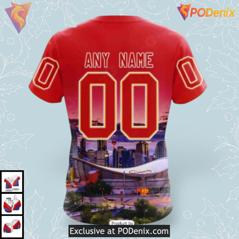 City Skyline Artwork Personalized Calgary Flames Hoodie 3D Sweatshirt - 3