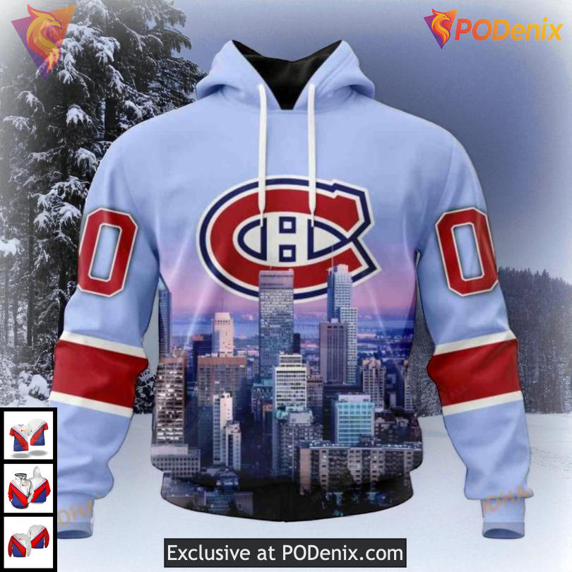 City Skyline Custom Artwork NHL Montreal Canadiens Graphic Hoodie 3D