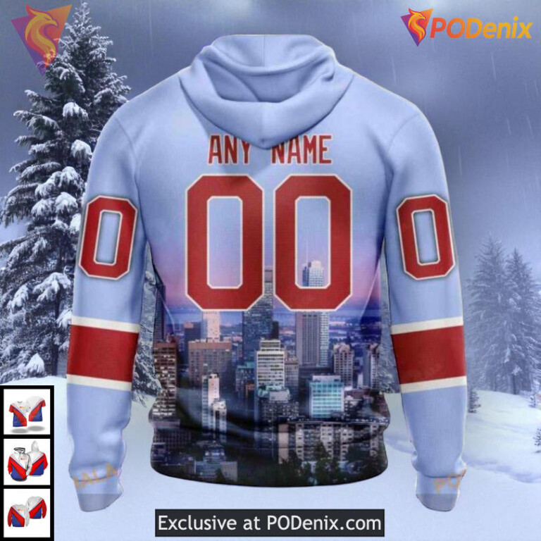 City Skyline Custom Artwork NHL Montreal Canadiens Graphic Hoodie 3D - 1