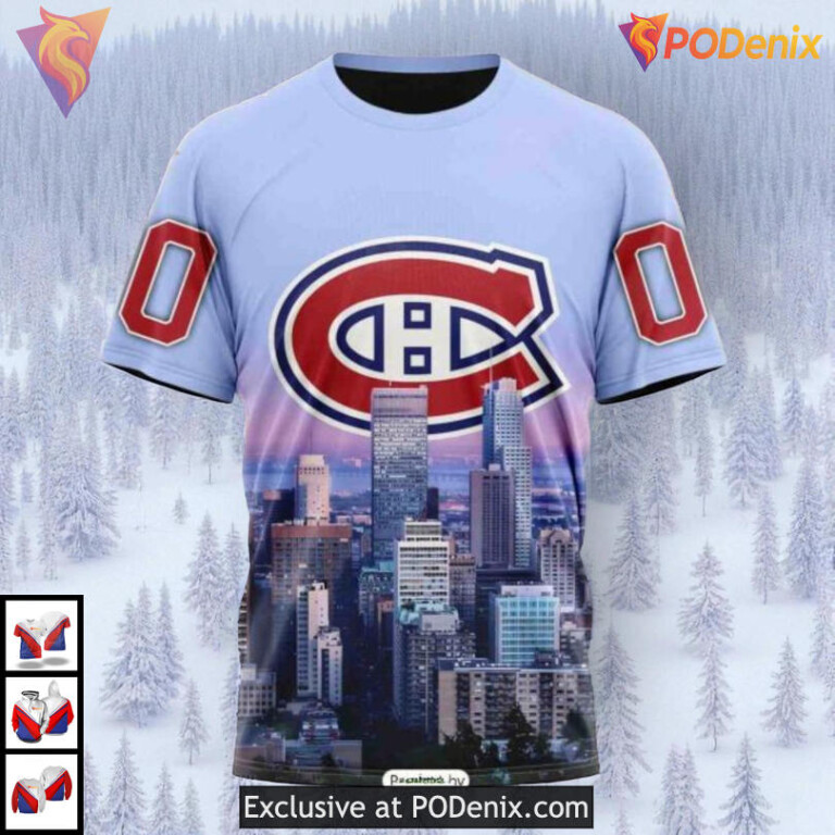City Skyline Custom Artwork NHL Montreal Canadiens Graphic Hoodie 3D - 2