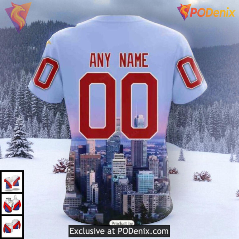 City Skyline Custom Artwork NHL Montreal Canadiens Graphic Hoodie 3D - 3