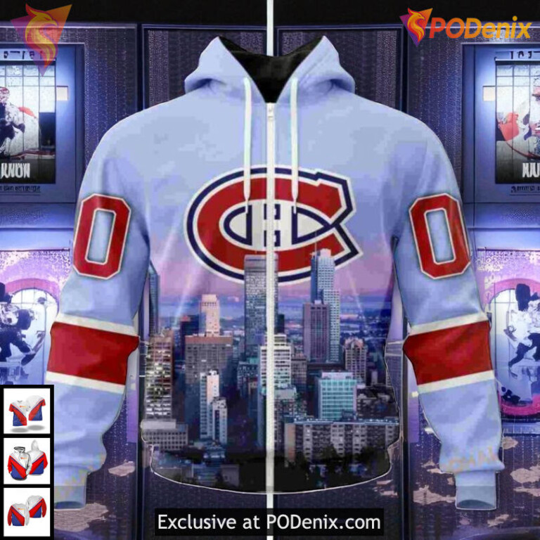 City Skyline Special Design NHL Montreal Canadiens Graphic Hoodie 3D Sweatshirt - 1