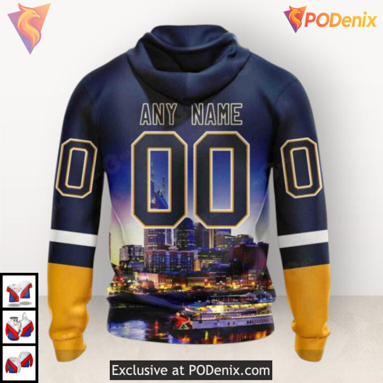 City Skyline Tribute Personalized Nashville Predators Zip Up Hoodie 3D - 1