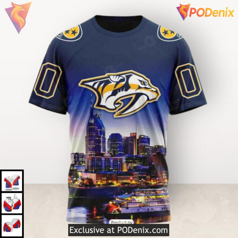 City Skyline Tribute Personalized Nashville Predators Zip Up Hoodie 3D - 2