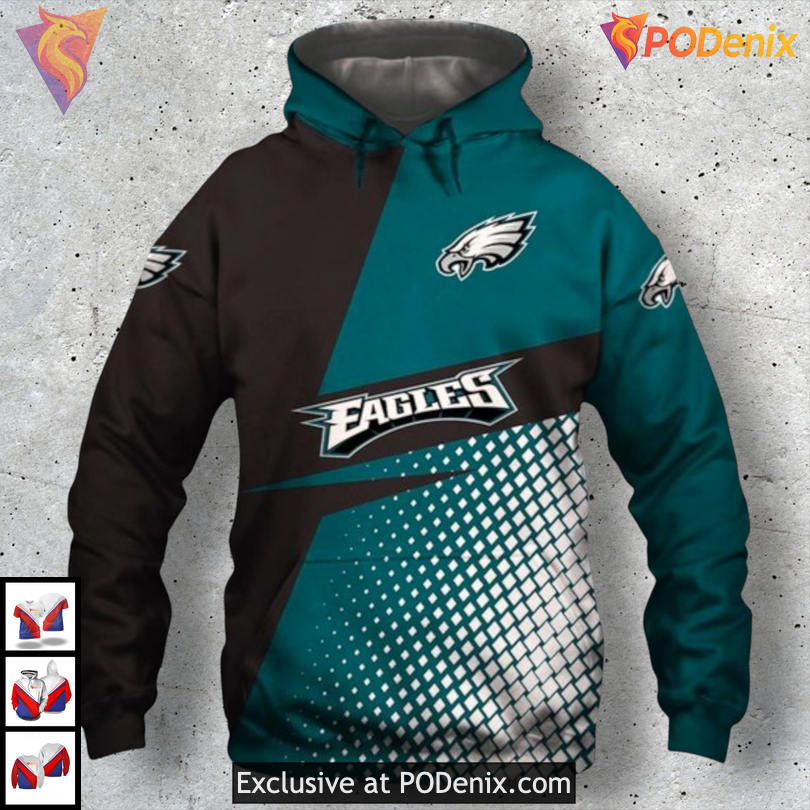 Classic Fit Sport Apparel Philadelphia Eagles All Over Print Hoodie Mens Style