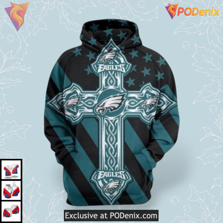 Classic Heritage Design Philadelphia Eagles Full Zip Hoodie Vintage Look 3D