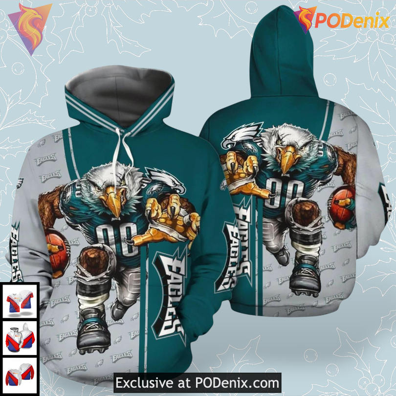 Classic Mascot Illustration Philadelphia Eagles All Over Print Hoodie Pullover Fan Gift Classic Mascot Illustration Philadelphia Eagles All Over Print Hoodie Pullover Fan Gift