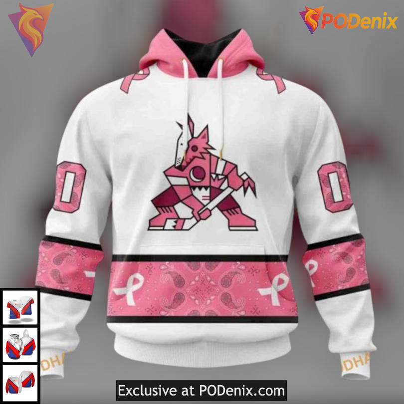 Classic Paisley Pink Awareness Arizona Coyotes Kids Hoodie Ribbon Apparel
