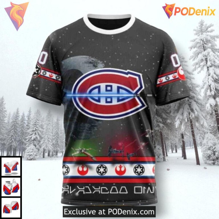 Classic Star Wars Graphic Concept NHL Montreal Canadiens Youth Hoodie 3D - 2