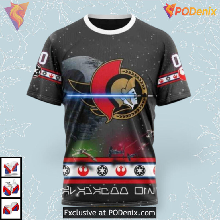 Classic Star Wars Graphic Design NHL Personalized Ottawa Senators Hoodie 3D - 2