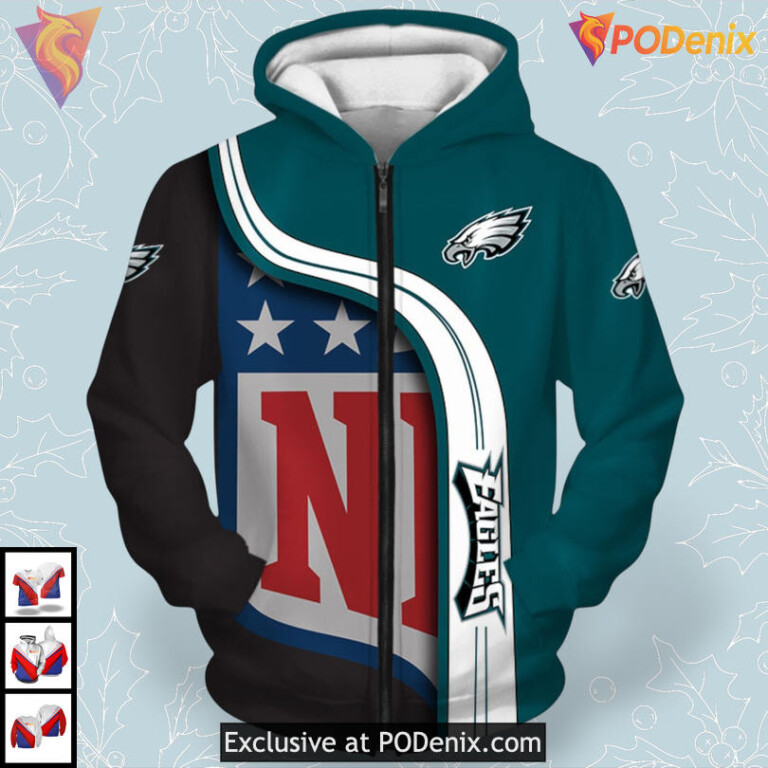 Classic Streetwear Edition Philadelphia Eagles Hoodie 3D Full Zip Team Gear - 1