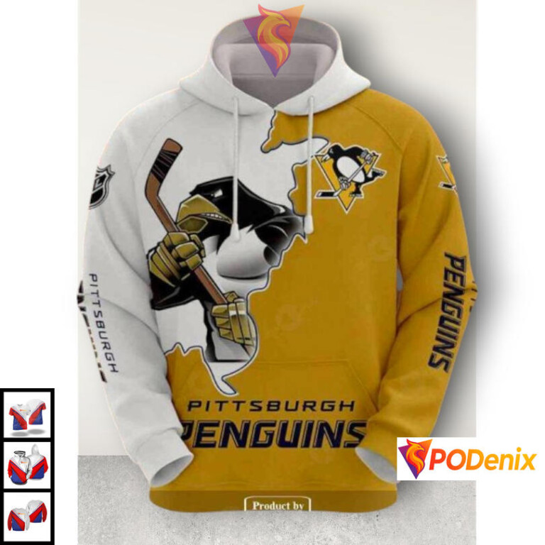 Classic Sweatshirt Fan Gear NHL Pittsburgh Penguins Graphic Hoodie 3D
