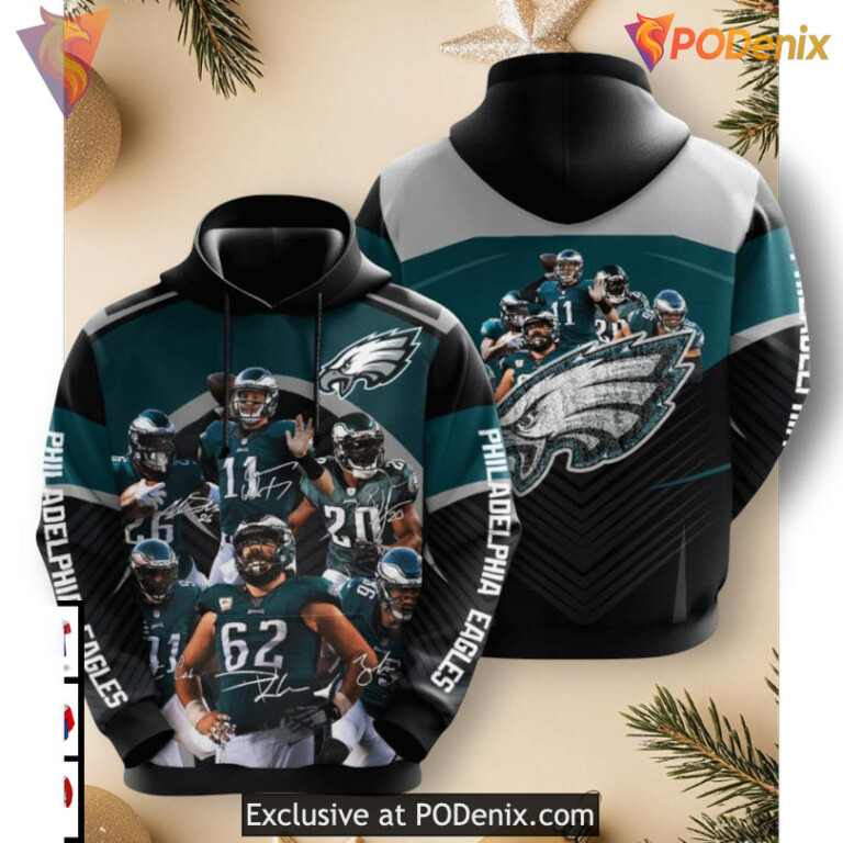 Classic Team Spirit Design Nfl Philadelphia Eagles Hoodie in Iconic Green Pattern