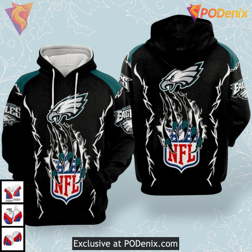 Claws Scratch Edition Philadelphia Eagles Hoodie Custom 3D All Over Print Claws Scratch Edition Philadelphia Eagles Hoodie Custom 3D All Over Print
