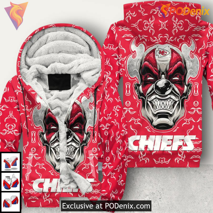 Clown Pattern Halloween Kansas City Chiefs Hoodies For Men Unisex Zip Style Clown Pattern Halloween Kansas City Chiefs Hoodies For Men Unisex Zip Style