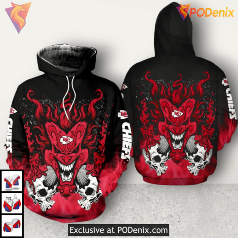 Clown Theme Halloween Kansas City Chiefs Youth Hoodie 3D Custom Zip Design