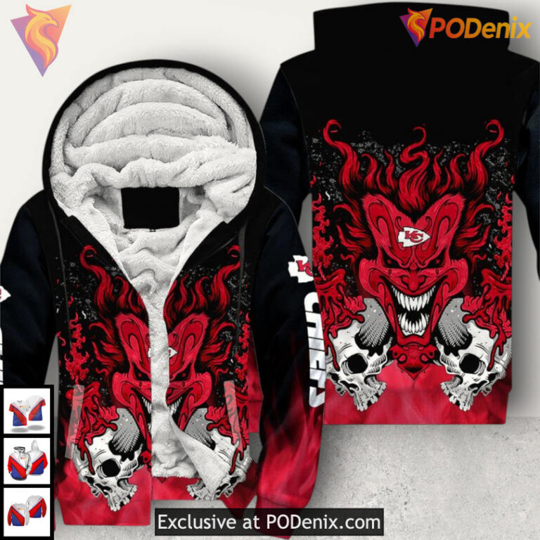 Clown Theme Halloween Kansas City Chiefs Youth Hoodie 3D Custom Zip Design - 2