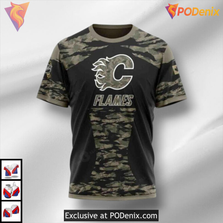 Color Military Members V5 Jersey Custom Calgary Flames Mens Hoodie 3D Design - 1