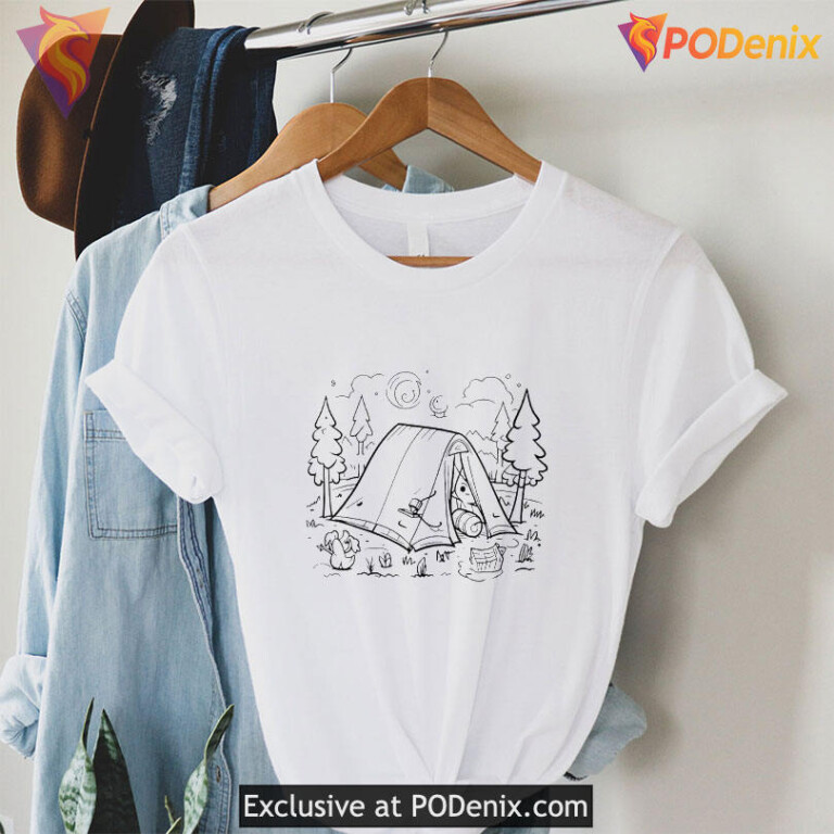 Coloring For A Camp Shirt, Outdoor Adventure Sketch Art Nature Escape
