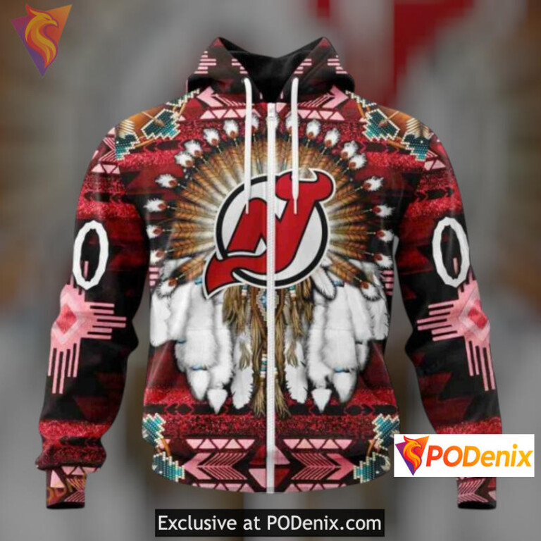 Cultural Native Costume Style Vintage New Jersey Devils Hoodie Sweatshirt 3D - 1