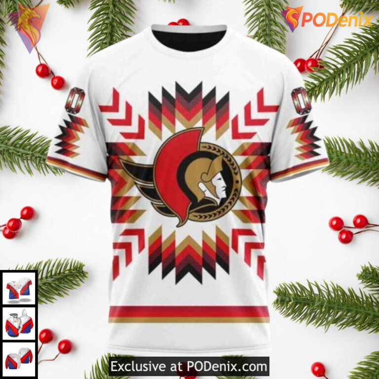 Cultural Native Pattern Edition NHL Ottawa Senators Pullover Hoodie 3D - 2