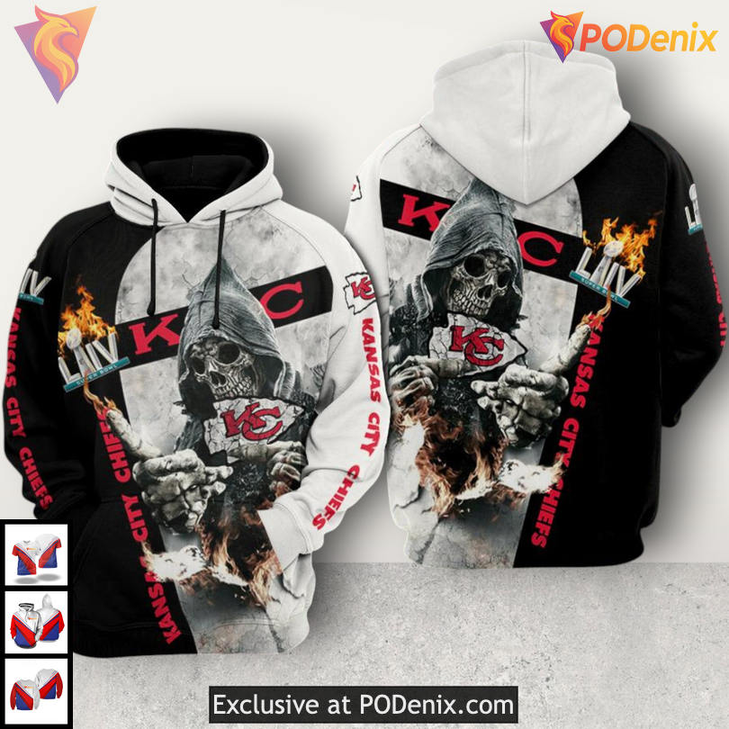 Custom Death God Flames Kansas City Chiefs Hoodie Mens Black White Fan Design Custom Death God Flames Kansas City Chiefs Hoodie Mens Black White Fan Design