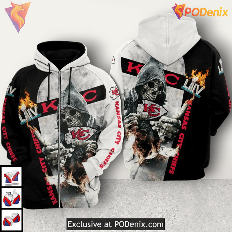 Custom Death God Flames Kansas City Chiefs Hoodie Mens Black White Fan Design Custom Death God Flames Kansas City Chiefs Hoodie Mens Black White Fan Design