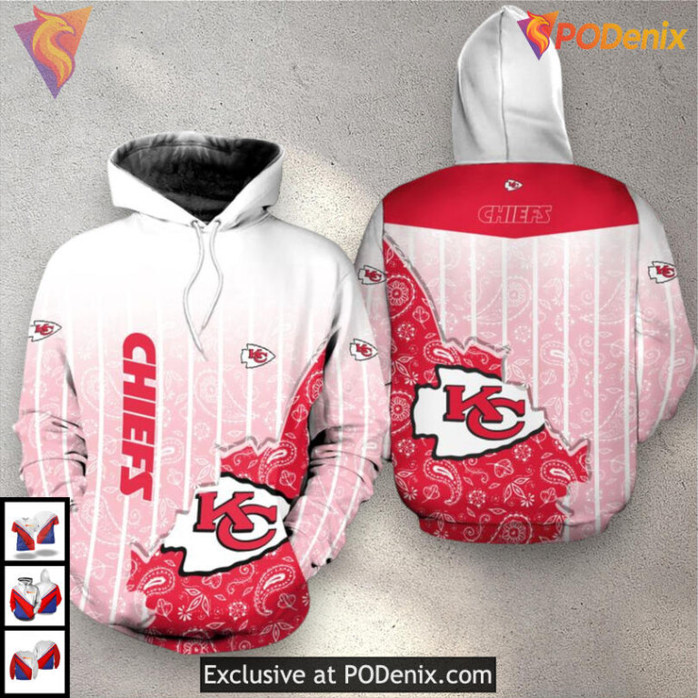 Custom Football 3D Fan Edition Kansas City Chiefs Hoodie 3D Zip Up Chiefs Gear
