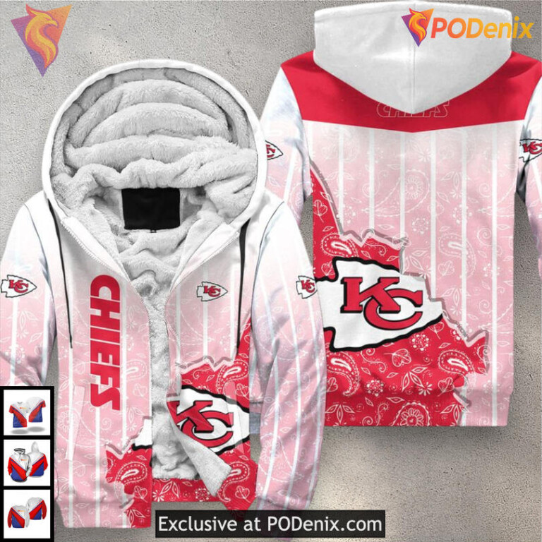 Custom Football 3D Fan Edition Kansas City Chiefs Hoodie 3D Zip Up Chiefs Gear - 2