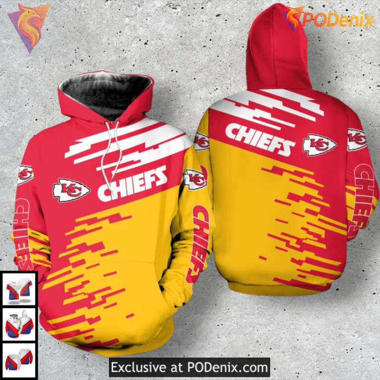 Custom Kansas City Chiefs Hoodie Red Yellow Graphic Bold Chiefs Print Style
