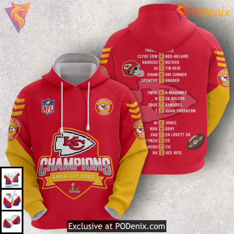 Custom Kansas City Chiefs Hoodie Sweatshirt Chris Jones 95 NFL Limited Gear