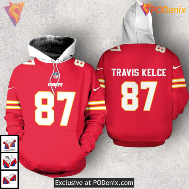 Custom Kansas City Chiefs Hoodies Travis Kelce 87 Player Inspired Fan Edition