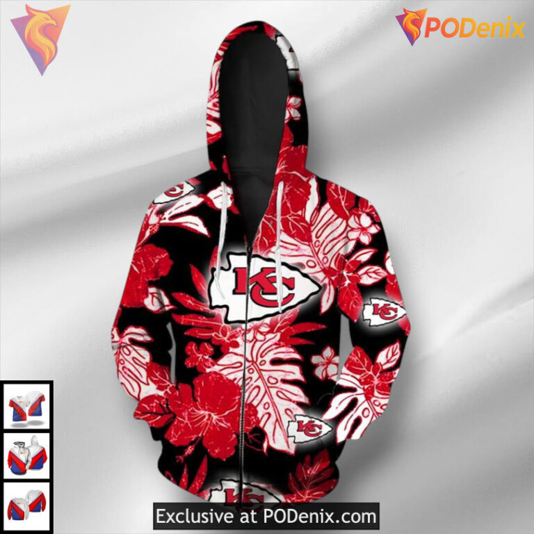 Custom Kansas City Chiefs Zip Up Hoodie Exclusive Team Apparel - 1