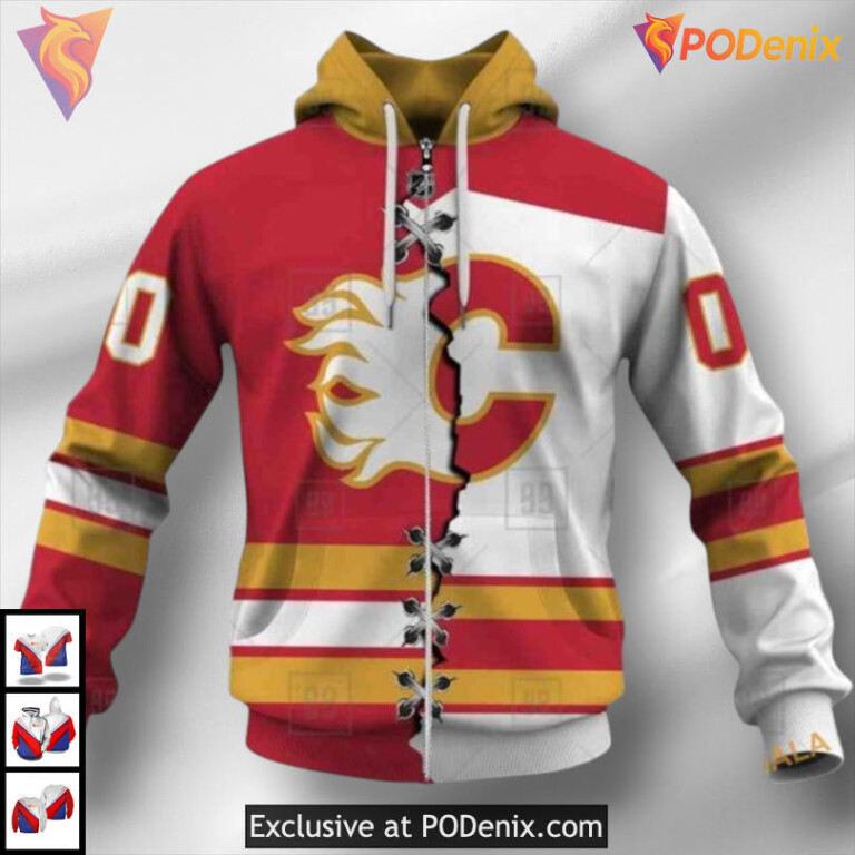 Custom Mix Jersey 2025 Design Calgary Flames Hoodie 3D Sweatshirt for Fans