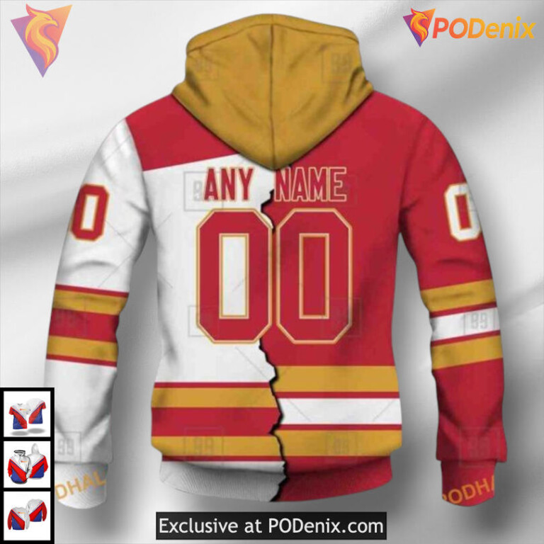 Custom Mix Jersey 2025 Design Calgary Flames Hoodie 3D Sweatshirt for Fans - 1