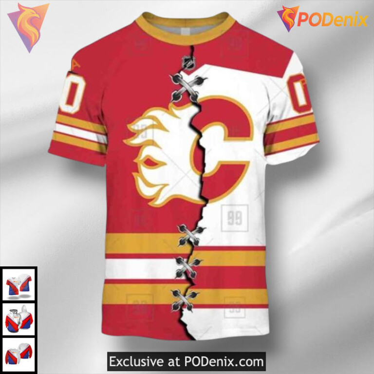 Custom Mix Jersey 2025 Design Calgary Flames Hoodie 3D Sweatshirt for Fans - 2