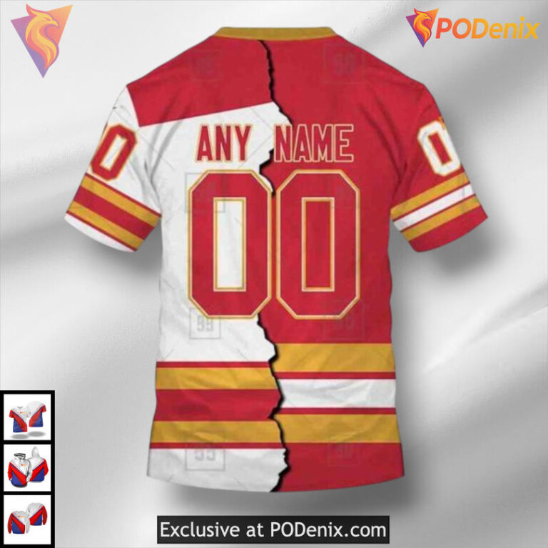 Custom Mix Jersey 2025 Design Calgary Flames Hoodie 3D Sweatshirt for Fans - 3