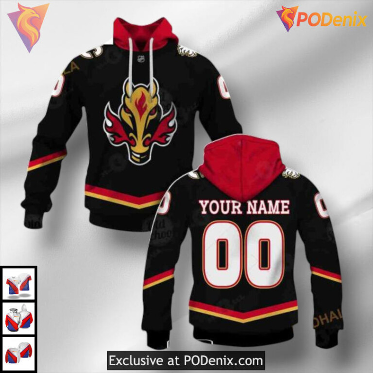 Custom Name and Number Edition Calgary Flames Sweatshirt Hoodie 3D Apparel