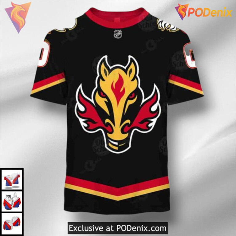 Custom Name and Number Edition Calgary Flames Sweatshirt Hoodie 3D Apparel - 2