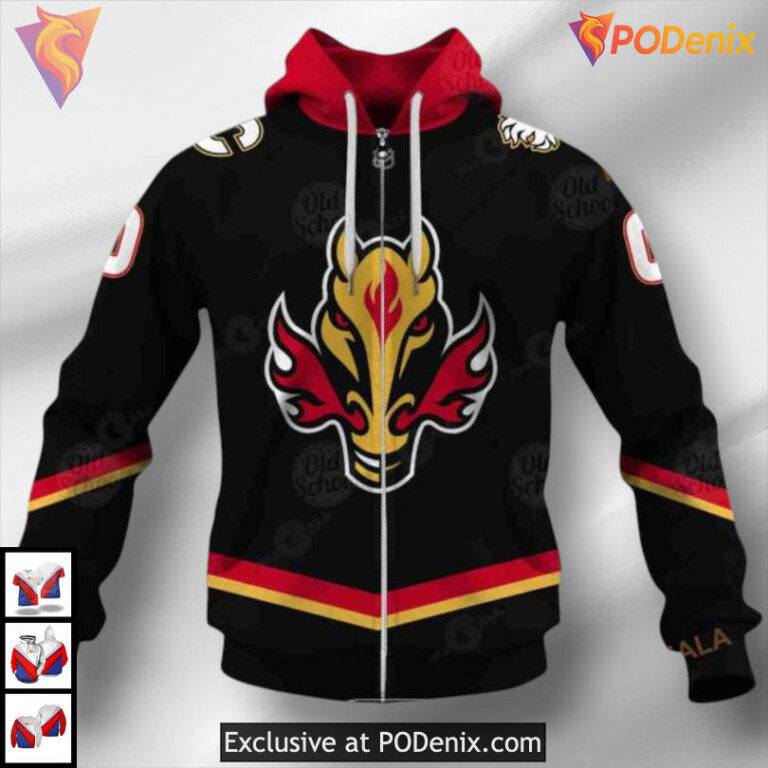 Custom Name and Number Edition Calgary Flames Sweatshirt Hoodie 3D Apparel - 3