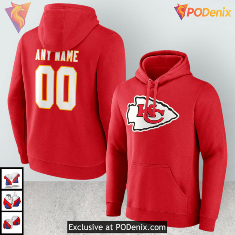 Custom Name and Number Kansas City Chiefs Mens Hoodie, Red Personalized Style