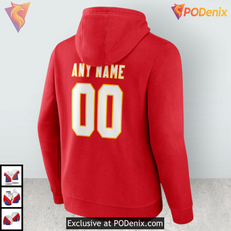 Custom Name and Number Kansas City Chiefs Mens Hoodie, Red Personalized Style - 2