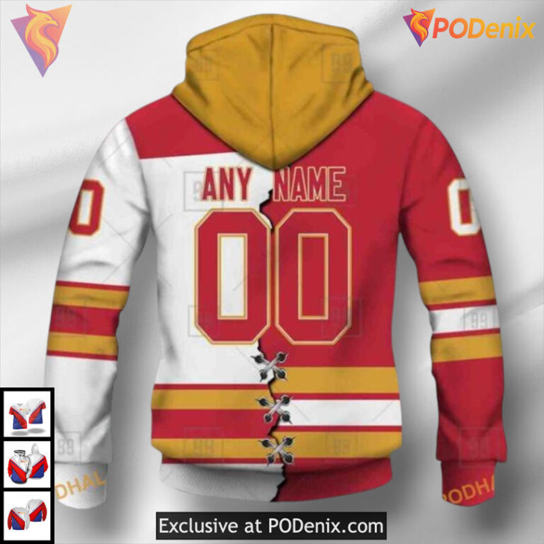 Custom Name and Number Mix Jersey 2025 Calgary Flames Hoodie 3D for Supporters - 1
