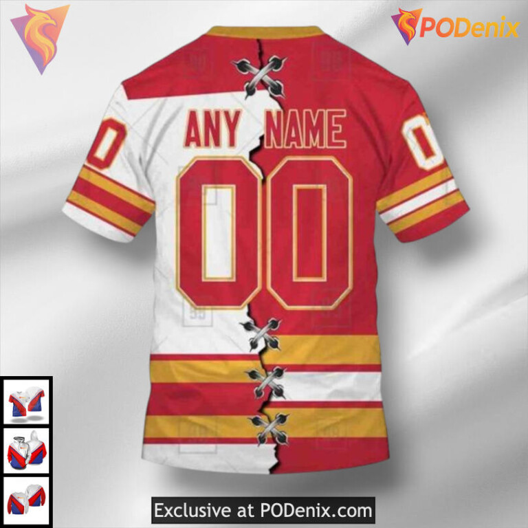 Custom Name and Number Mix Jersey 2025 Calgary Flames Hoodie 3D for Supporters - 3