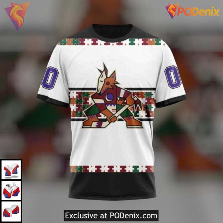 Custom Name Number Autism Awareness Arizona Coyotes Unisex Hoodie Edition - 2