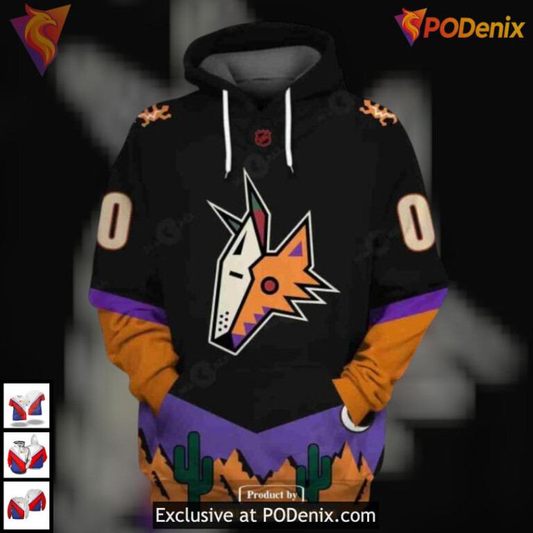 Custom Name Number Tribute Design Personalized Arizona Coyotes Hoodie Shirt - 1