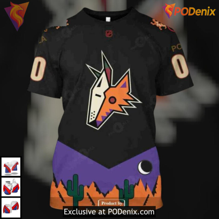 Custom Name Number Tribute Design Personalized Arizona Coyotes Hoodie Shirt - 3