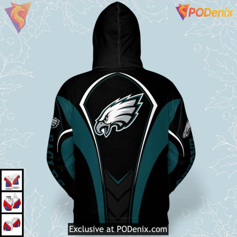 Custom Name Style Philadelphia Eagles Retro Hoodie Womens Zip Up NFL Apparel - 2