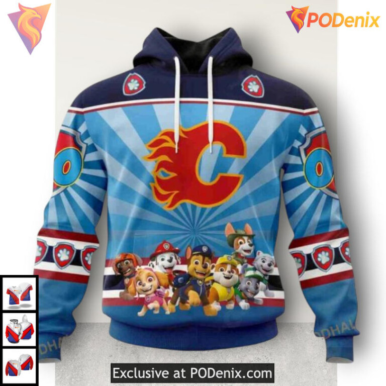 Custom Paw Patrol Design Calgary Flames Hoodie 3D NHL Team Sweatshirt